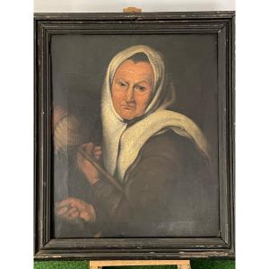 Old Woman With Distaff Old Reproduction 19th 