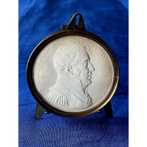 Charles X King Of France Round Medallion Under Glass Restoration Period 1824 / 1830