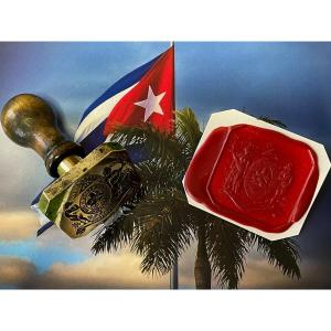 Cuba "lodge De Colon" Large And Rare Masonic Seal Stamp Of The Grand Orient Mid 19th Century 