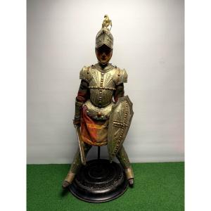 Sicilian Marionette Chevalier Wood Brass Silver 19th "opera Dei Pupi" 1856