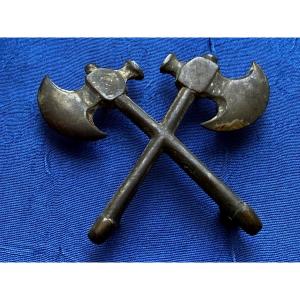 Crossed Axes Of Door Banderole Sapper Axe Imperial Guard 1st Empire  