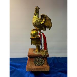National Guard Flag Cock In Gilt Bronze, Louis Philippe Period, 19th Century 