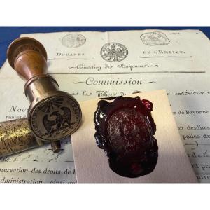Great Seal Of The Imperial Customs With A Commission Of Employment From The Same Period 1805 