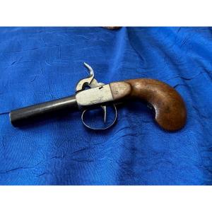Travel Pistol With Percussion And Black Powder Case 19th Century