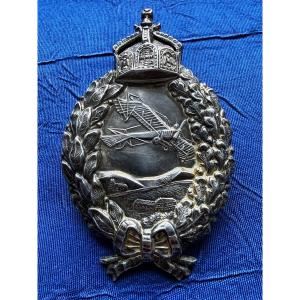 Prussian Pilot's Badge, Model 1913, Solid Silver, Manufactured By Junker, Ww1, 20th