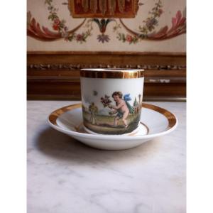 Paris Porcelain - Cup And Its Saucer - Empire Period