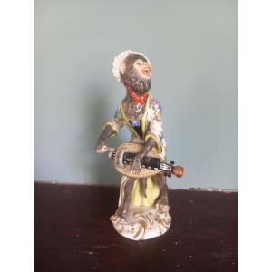 Manufacture De Meissen - Monkey Musician Player Of Vielle