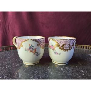 Niderviller Two Fine Earthenware Cups With Flower Decor