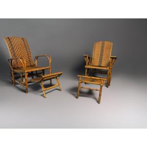 Pair Of Rattan Lounge Chairs