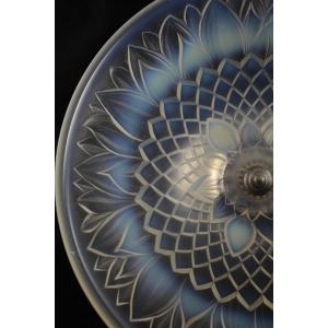 Opalescent Glass Cup On Chrome Metal Pedestal Circa 1930