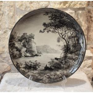 Large Early Earthenware Presentation Dish, Jules Lavalle Period (1860-1880)