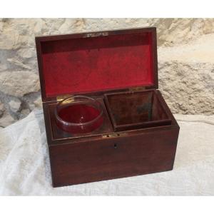 Mahogany Tea Box With Its Glass Mixer 19th Century