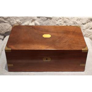 English Mahogany And Brass Writing Desk, Late 19th Century