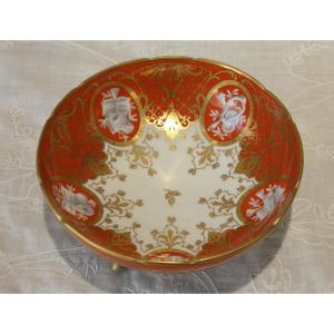 Porcelain Footed Bowl Signed Le Tallec In Paris, Musical Attributes, 20th Century