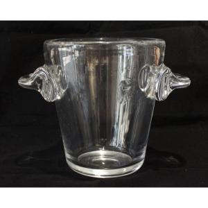 Crystal Champagne Bucket Signed Schneider France Between 1950-1960
