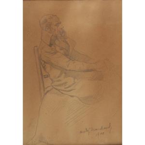 Pencil Drawing 'seated Man With A Beard' By André Marchand (1877-1951)