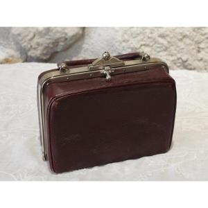 Leather Travel Case Containing A Beveled Mirror Circa 1900