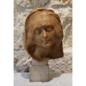 Large Wax Sculpture 'woman's Head', Workshop Proof, Early 20th Century