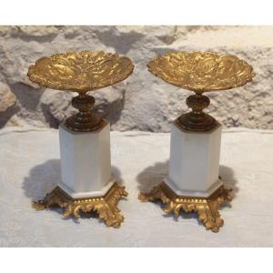 Pair Of Gilt Bronze And Marble Cassolettes, Late 19th Century