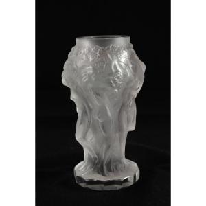 Molded And Satin-finished Crystal Vase Attributed To Heinrich Hoffmann, "ingrid" Model, Circa 1930