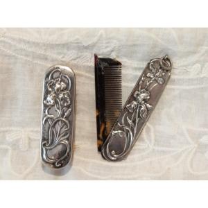 Miniature Brush And Comb Set In Solid Silver Circa 1900