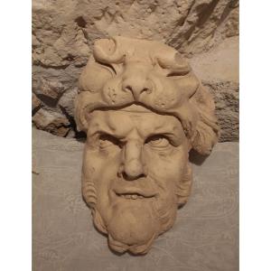 Large Plaster Sculpture Of A Man's Head, In The Antique Style, 20th Century