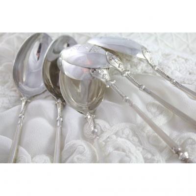 6 Small Spoons In Sterling Silver Early 20th Century