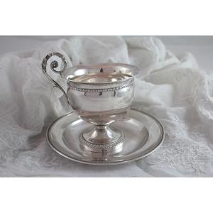 Sterling Silver Cup And Saucer 'old Man' Or 'michelangelo' Hallmark (1819-1838)