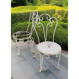 Wrought Iron Chairs, Pair 19th Century