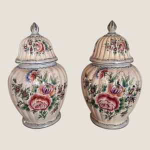 Pair Of Clamecy Earthenware Vases