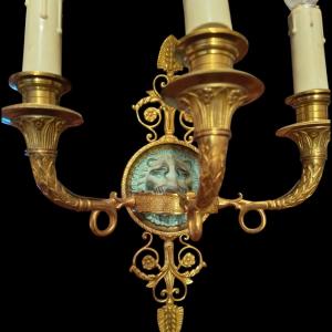 Pair Of Bronze Wall Sconces 