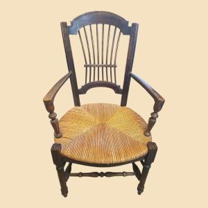 19th Century Straw-covered Armchair