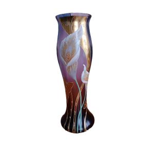 Enameled Glass Vase 