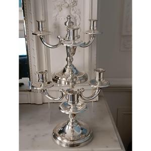 Pair Of Kirby Beard Silver Metal End Tables 