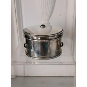 Silver-plated Metal Box Adorned With Glass Cabochons 