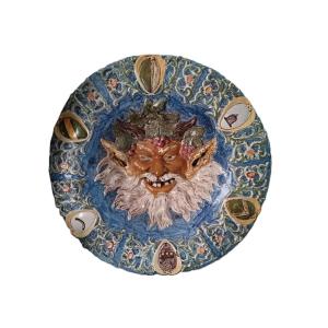 Very Large Breton Glazed Ceramic Dish.