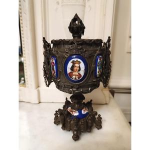Napoleon III Perfume Burner In Cast Iron And Porcelain.
