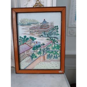 Large China Plate Green Family 19th Century