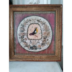 Framed Embroidery Late 18th Early 19th .