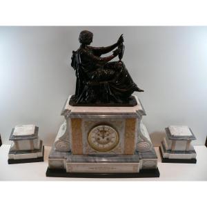 19th Century Bronze And Marble Clock Trim