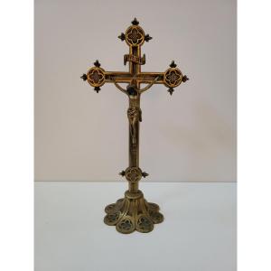 19th Century Gilded Bronze Crucifix