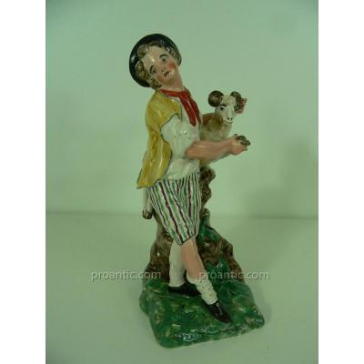 Statue In Polychrome Earthenware De Luneville XVIII