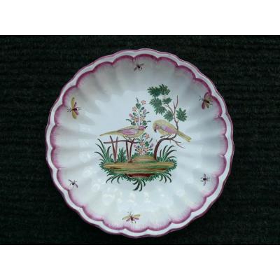 Eighteenth Lunéville Earthenware Bowl Decor With Birds