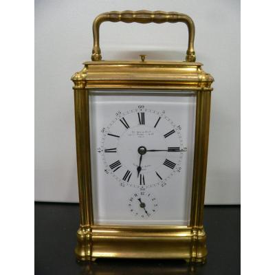 Large Ringing Officer Travel Clock Signed Le Roy Et Fils