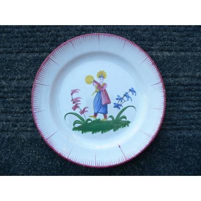 Earthenware Plate From Islettes Early Nineteenth Decor With The Persian Dancer