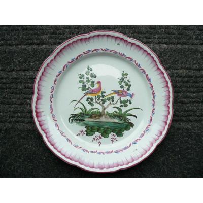 Earthenware Plate Of Islettes XIXth Decor With Trendy Birds