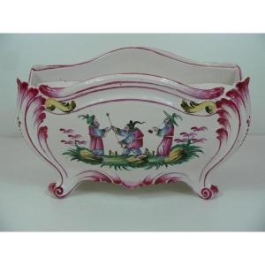 Large Bouquetière In Earthenware Islettes Eighteenth