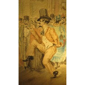 Pastel Of A Cabaret Dancer Late XIX Signed A Prévois? 1890