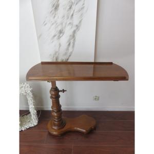 System Table In Solid Walnut And Walnut Veneer, With Adjustment, XIXth Century