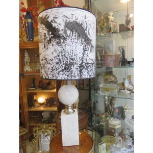 Pied de lampe en marbre dans le goût de Philippe Barbier années 1970